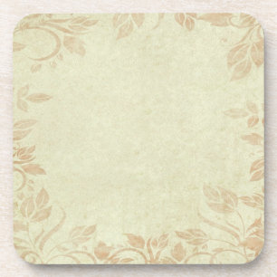 Antique Gold Viintage Floral Vine Wedding Coaster