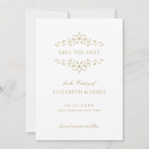Antique Gold Vintage Floral  Save The Date