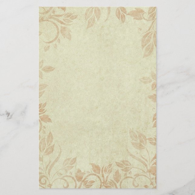 Antique Gold Vintage Floral Vine Wedding Stationery (Front)