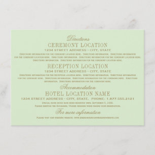 Antique Gold Vintage Wedding Pistachio Green Enclosure Card