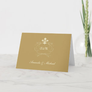 Antique Gold Wedding Fleur de Lis Thank You Card