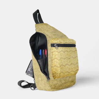 ANTIQUE GOLD ZIG ZAG TEXTURE LOOK SLING BAG