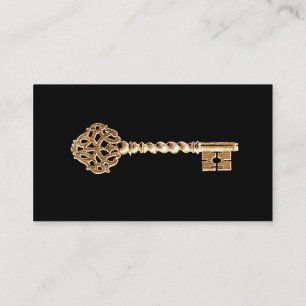 Antique Golden Gold Steampunk Skeleton Key Business Card