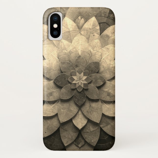 Antique Golden Mandala Art Textured Flower Case-Mate iPhone Case (Back)