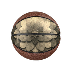 Antique Golden Mandala Art Textured Flower Mini Basketball
