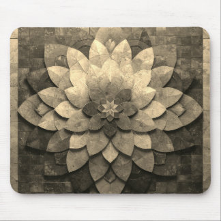 Antique Golden Mandala Art Textured Flower Mouse Pad