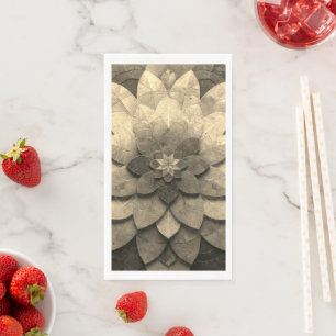 Antique Golden Mandala Art Textured Flower Napkin