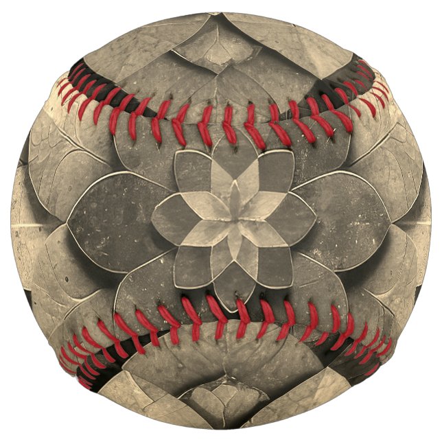 Antique Golden Mandala Art Textured Flower Softball (Front)