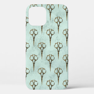 Antique Golden Scissors Vintage Hairdresser iPhone 12 Case