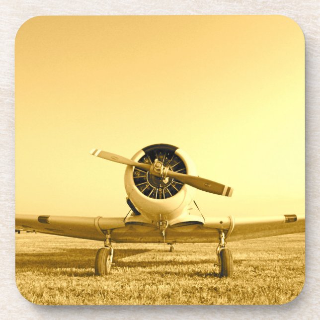 Antique Golden Yellow Airplane Coaster (Front)