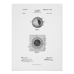 Antique Golf Ball 1902, Patent Drawing Photo Print