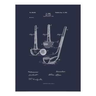 Antique Golf Club 1900, Patent Drawing Poster