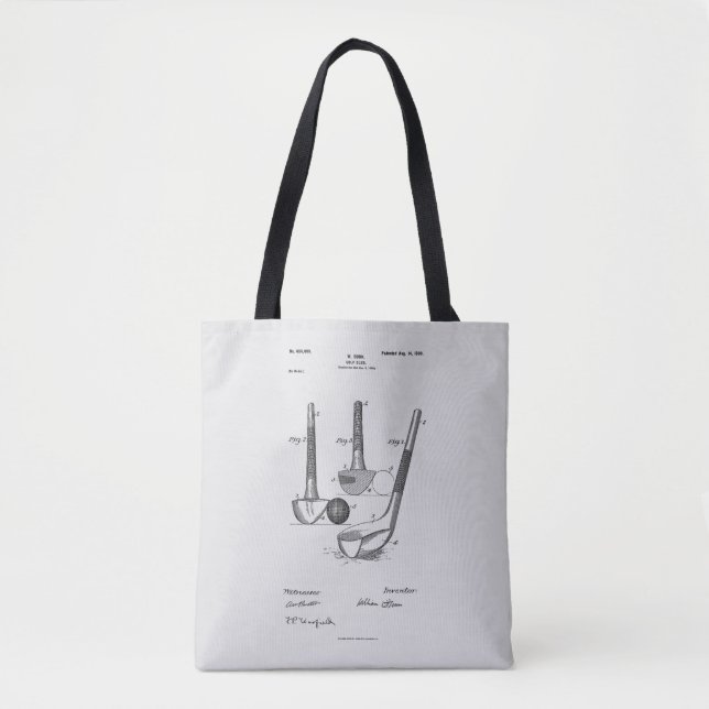 Antique Golf Club 1900, Patent Drawing Tote Bag (Front)
