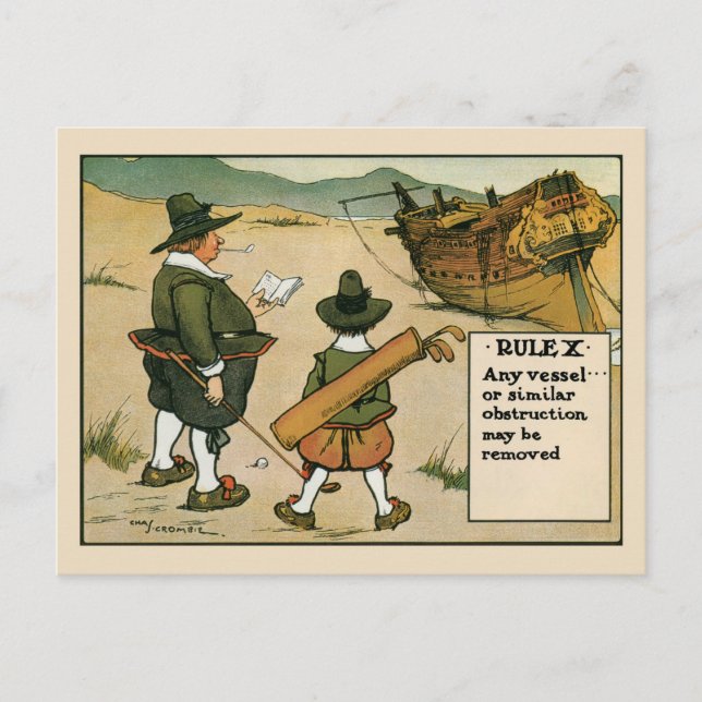 Antique golf rule 10 cartoon postcard (Front)