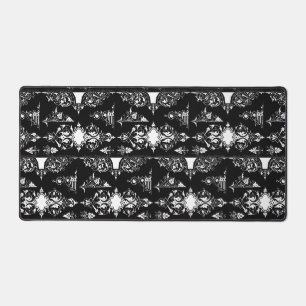 Antique gothic ornate trim decor black white desk mat