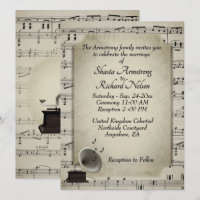 Antique Gramophone Music Wedding Theme Invitation