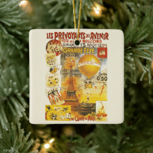 Antique Grand Fete Fair Paris Poster Ceramic Ornament