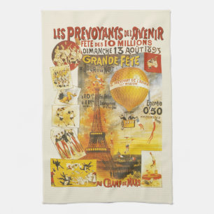 Antique Grand Fete Fair Paris Poster Kitchen Towel