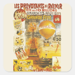 Antique Grand Fete Fair Paris Poster Square Sticker