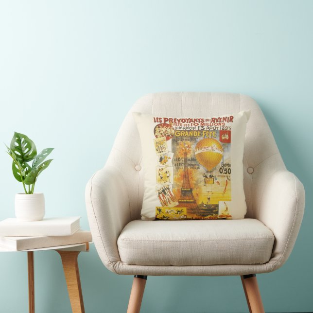 Antique Grand Fete Fair Poster Throw Pillow (Chair)