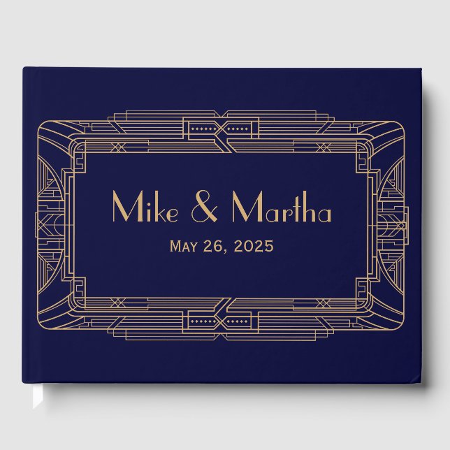 Antique Grand Gatsby Art Déco Mariage Livre d'hôte (Recto)