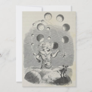 Antique Grandville Humour Astronomy Planet Jugglin Holiday Card