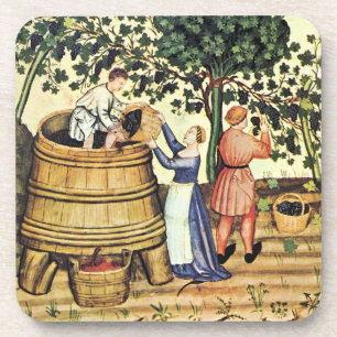ANTIQUE GRAPE VINEYARD HARVEST COASTER