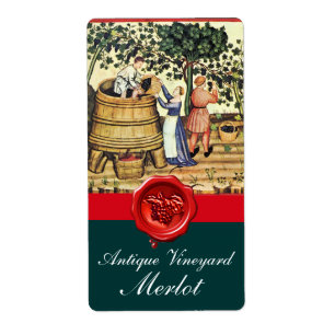 ANTIQUE GRAPE VINEYARD HARVEST RED WAX SEAL
