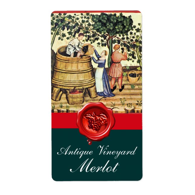 ANTIQUE GRAPE VINEYARD HARVEST RED WAX SEAL (Front)