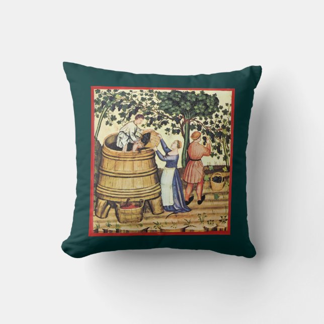 ANTIQUE GRAPE VINEYARD HARVEST THROW PILLOW (Front)