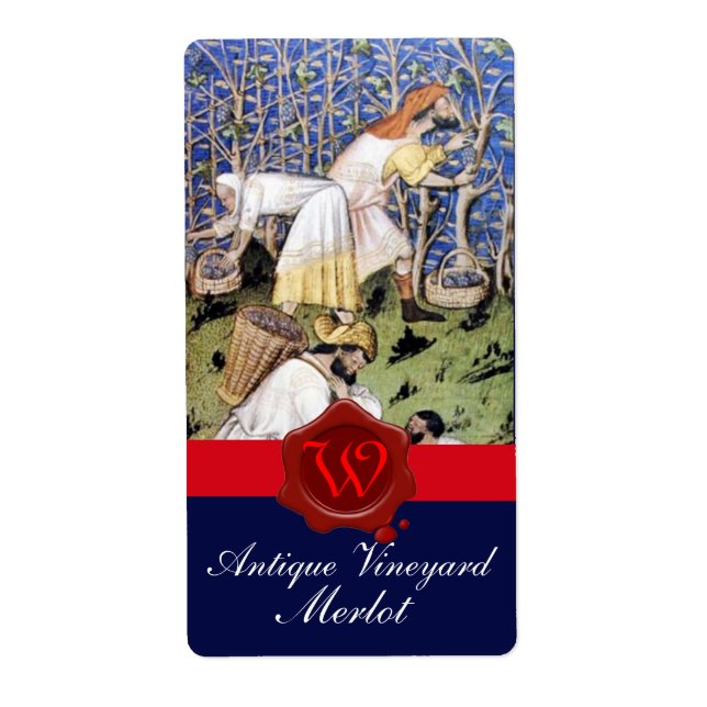 ANTIQUE GRAPE VINEYARD HARVEST WAX SEAL MONOGRAM (Front)