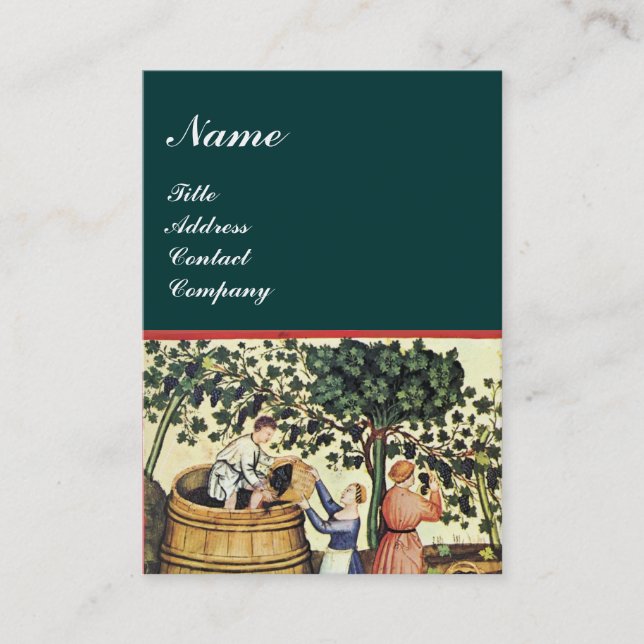 ANTIQUE GRAPE VINEYARD HARVEST WAX SEAL MONOGRAM BUSINESS CARD (Front)