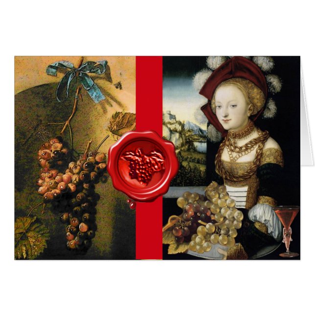 ANTIQUE GRAPE VINEYARD  WINE TASTING RED WAX SEAL (Front Horizontal)