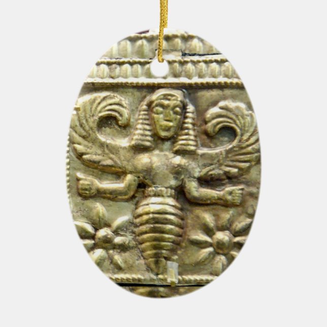 ANTIQUE GREEK HONEY BEE GODDESS CERAMIC ORNAMENT (Front)