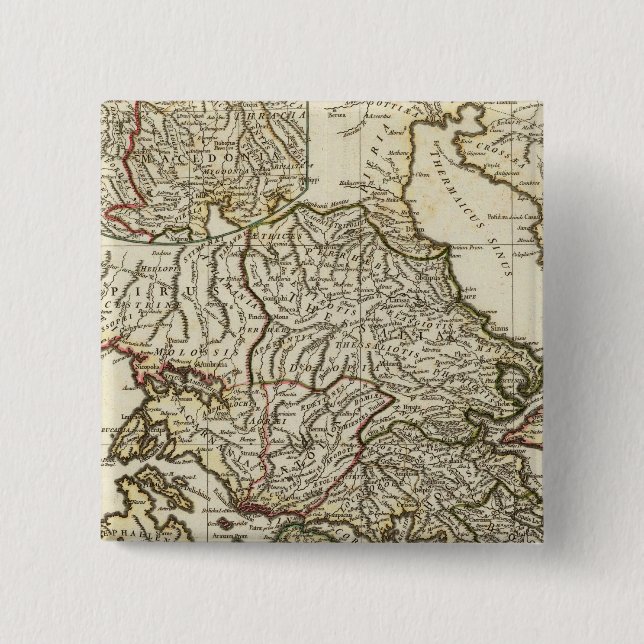 Antique Greek Map 2 Inch Square Button (Front)