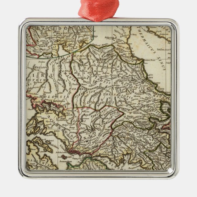 Antique Greek Map Metal Ornament (Front)
