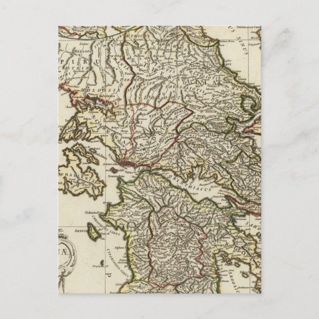 Antique Greek Map Postcard (Front)