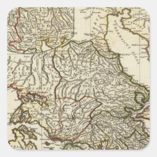 Antique Greek Map Square Sticker