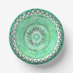 Antique Green Glass Sunburst Faux China Paper Plate