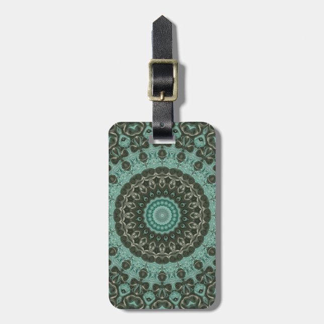 Antique Green Mandala Pattern Design Luggage Tag (Front Vertical)