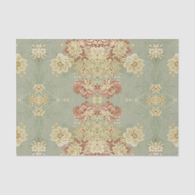 Antique Green Print Tissue Paper (Front)