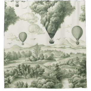 Antique Green Toile de Jouy Pastoral Pattern