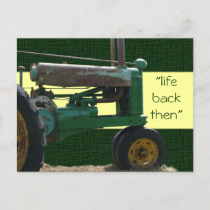 Antique Green Tractor postcard- customize Postcard