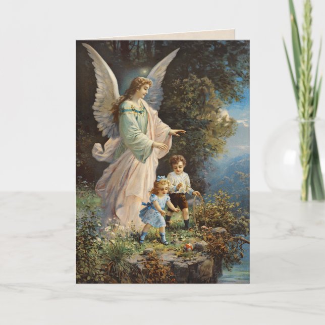 Antique Guardian Angel Card (Front)