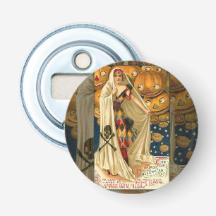 Antique Halloween Jack O Lantern Costume Woman Bottle Opener