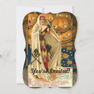Antique Halloween Jack O Lantern  Invitation