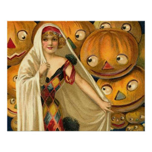 Antique Halloween Jack O Lantern  Poster
