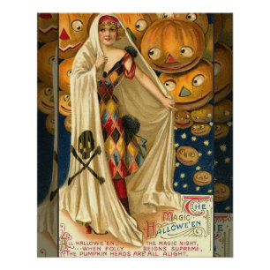 Antique Halloween Jack O Lantern  Poster