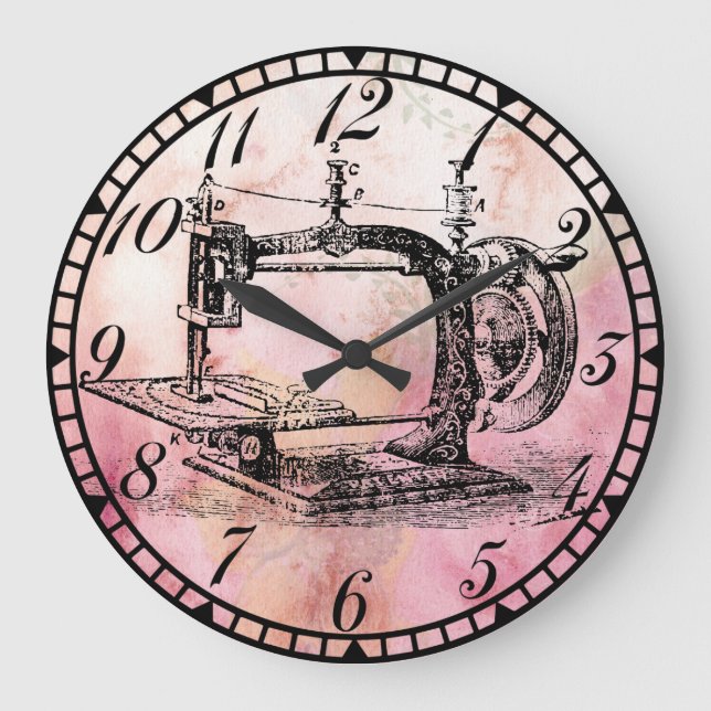 Antique Hand Crank Machine Sewing Room Clock v2 (Front)