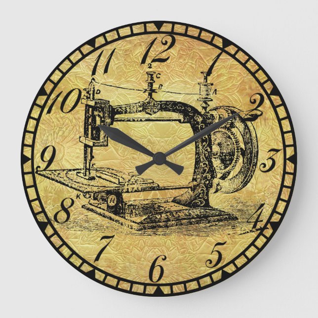 Antique Hand Crank Machine Sewing Room Clock v3 (Front)